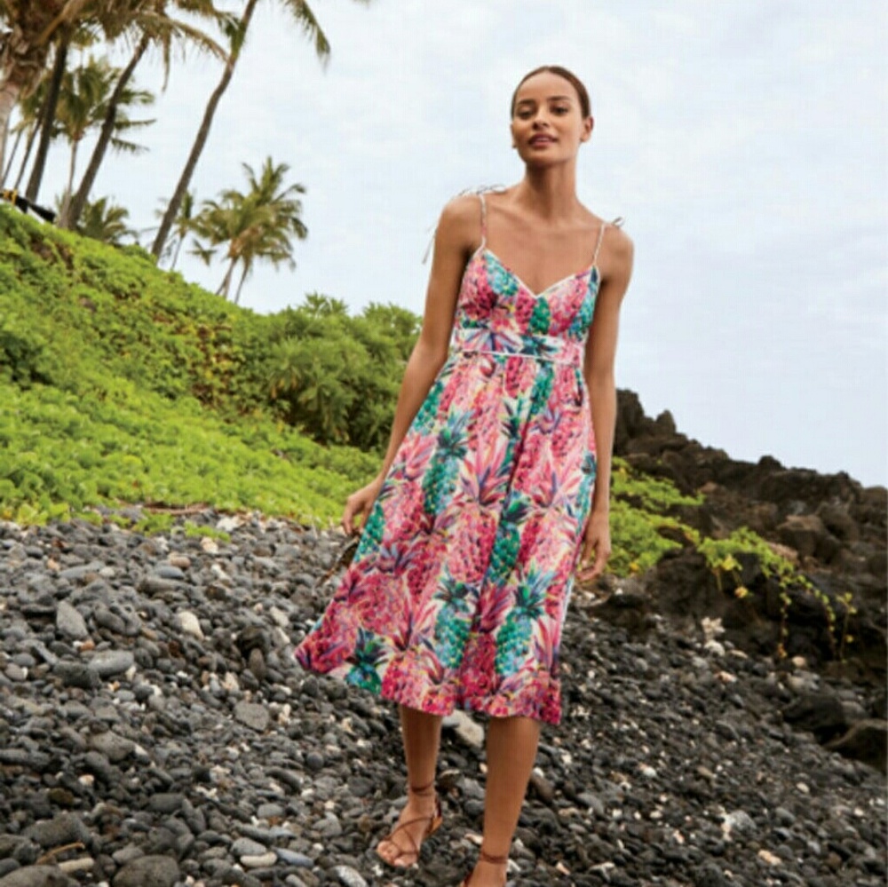 J. Crew Ratti Painted Pineapple dress, size 8